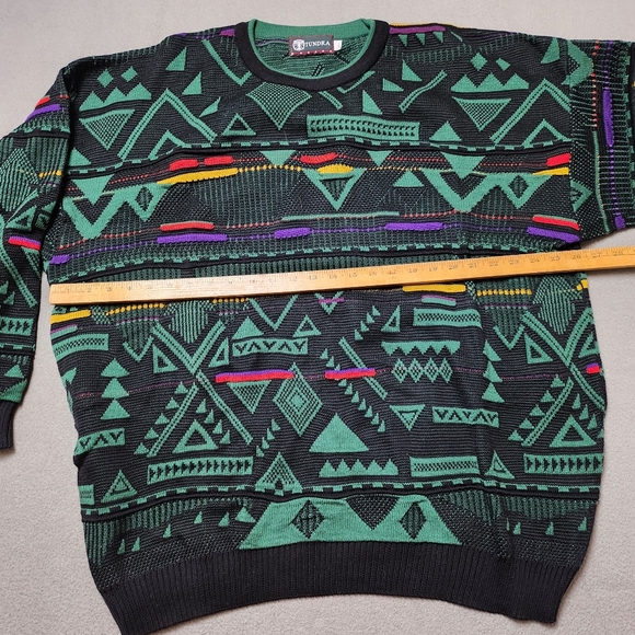 Vintage Tundra Sweater Coogi Style Knit Sweater 2XL T 90s Green - Picture 12 of 12